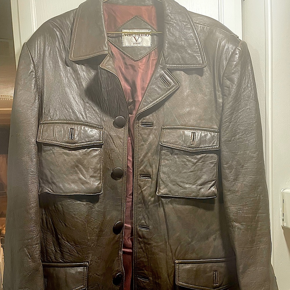 Authentic Vintage Valentino UOMO Leather Jacket, split back style.